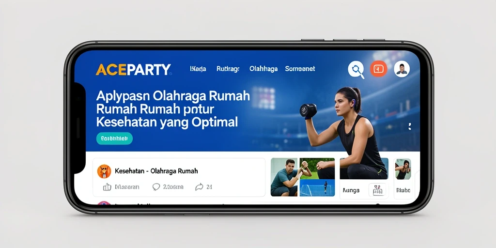 Tampilan antarmuka ACEPARTY yang menarik dan fungsional untuk olahraga rumah.