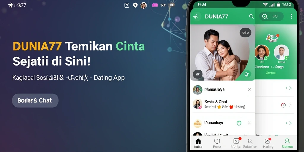 Tampilan antarmuka aplikasi DUNIA77 yang menarik dan user-friendly.