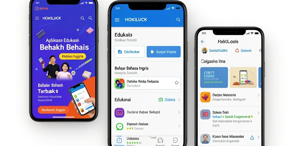 Tampilan antarmuka HOKILUCK yang intuitif untuk belajar Bahasa Inggris.