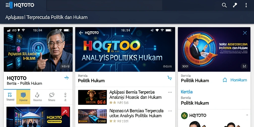 Antarmuka aplikasi HQTOTO dengan berita politik dan hukum.