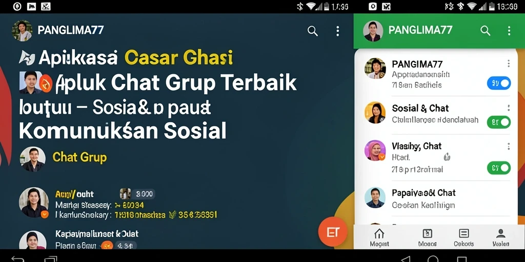 Antarmuka aplikasi PANGLIMA77 dengan fitur Chat Grup yang interaktif.