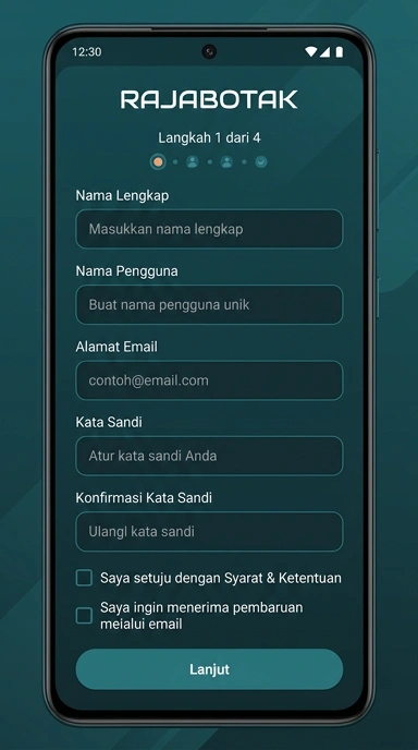 Cara Mudah Daftar Akun Baru Rajabotak di Android