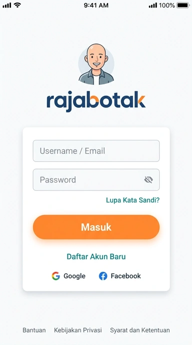 Cara Masuk Akun rajabotak untuk Pengguna Android